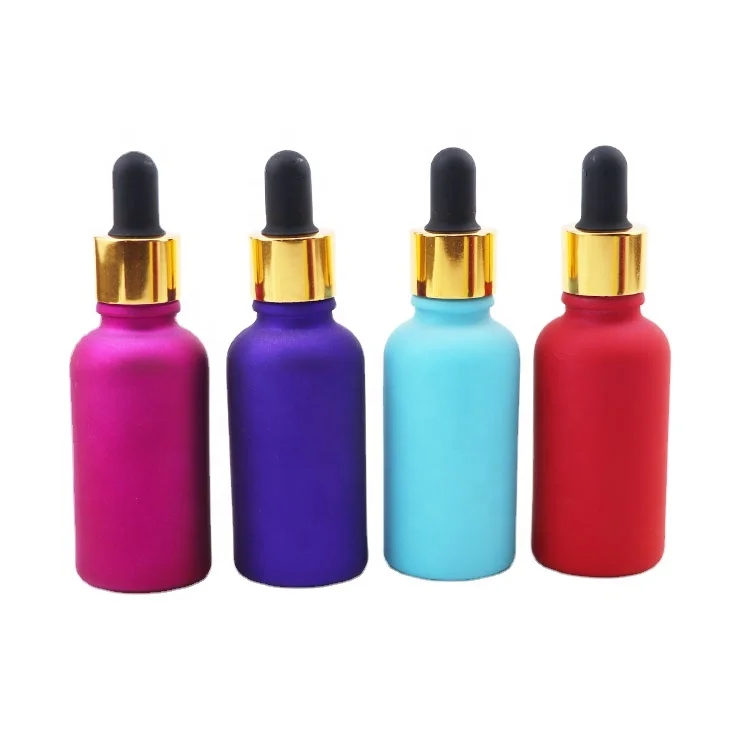 1 oz 2oz 4oz color glass dropper bottles for oil in stock tincture oil packing bottle with gold and silver lid