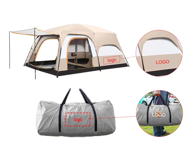 Safari Tent Luxury Canvas Glamping 6 Person Black Popup Camping Tent ...