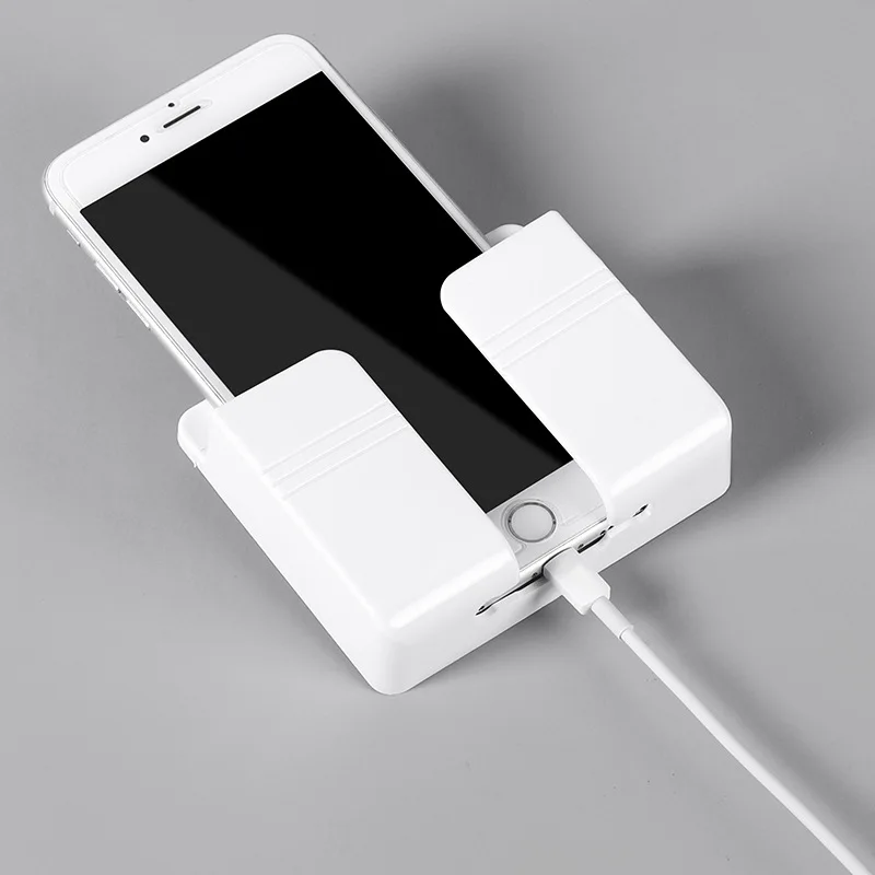 Punch Free Multifunction Wall Mounted Remote Control Shower Mobile Phone Plug Charging Holder Stand Organizer Box case for Phone