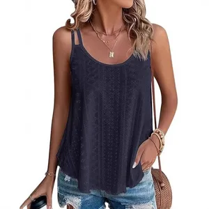 Summer Women's New Sleeveless Embroidered Shoulder Strap Casual Vest