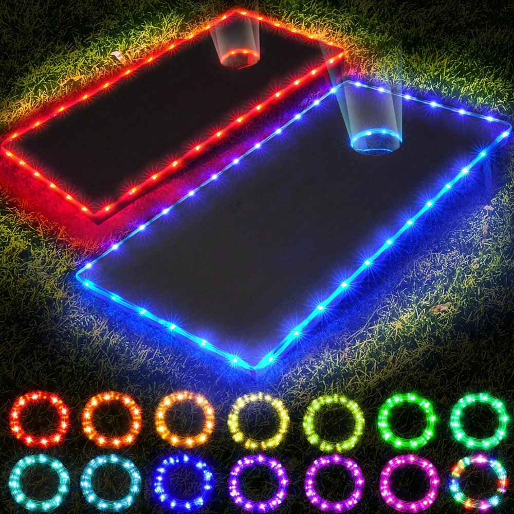 Yumuq 2' X 3' Waterproof Led Lights Wood Cornhole Board Game Set,Bean ...