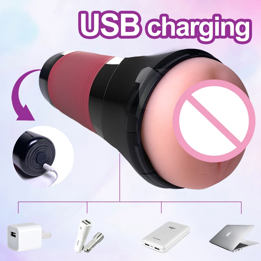 I Like MELO Hot Sale USB Rechargeable Male Masturbator Multi-frequency 3D  Realistic Vagina Adult Sex Toy for Men Masturbating