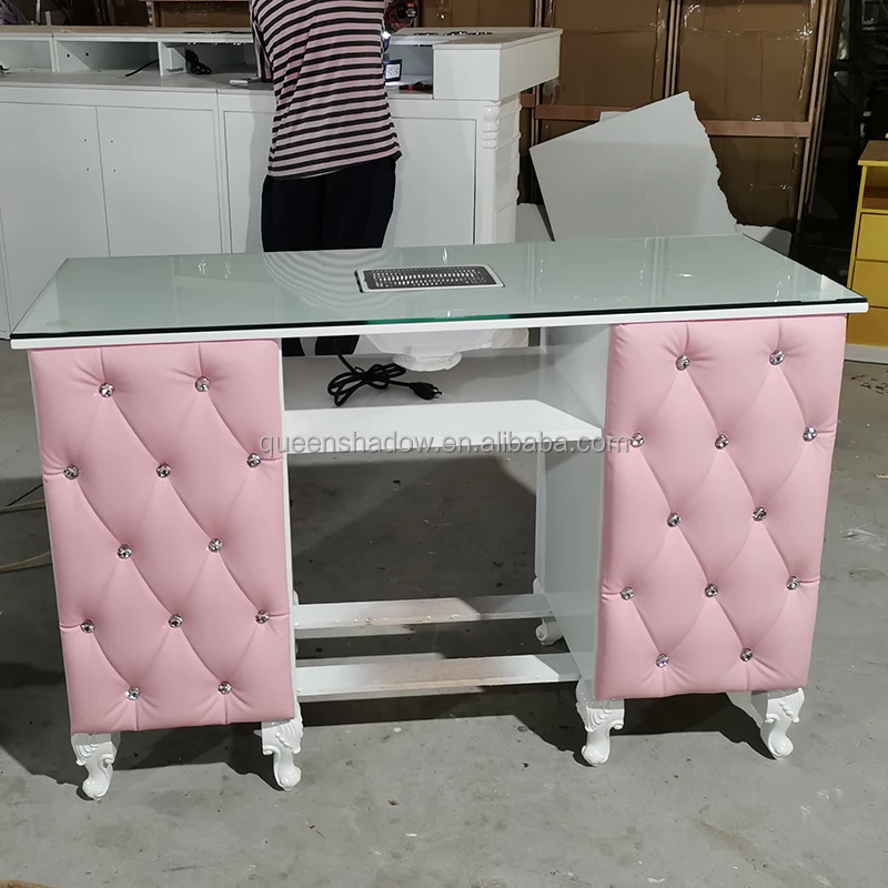 Luxury Nail Salon Furniture Set Manicure Station Nail Desk Glass