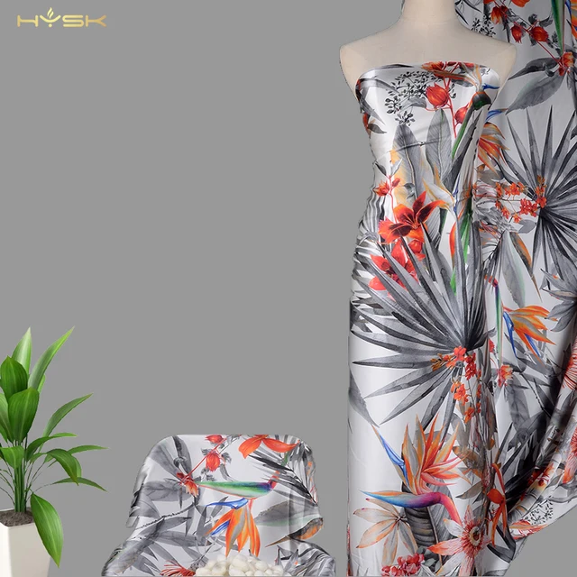Floral Design Custom Printed  natural chinese silk duchess Satin price per meter of Silk charmeuse Fabric for Dresses woman