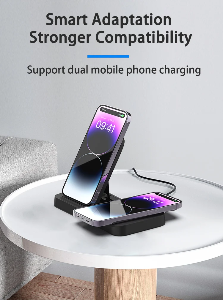 2023 New Arrival 3 In 1 Foldable Wireless Charger Qi 15w Fast Wireless