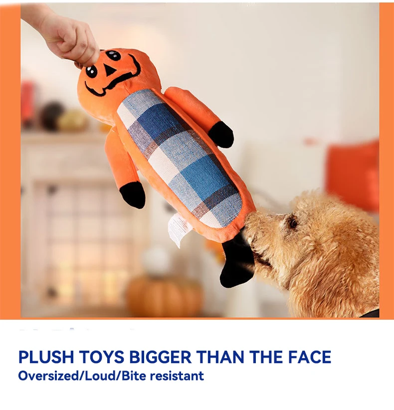 New Cross-border Pet Christmas Halloween Necessities Gnawing Teeth Interactive Plush Toy Smiling Monster Doll supplier