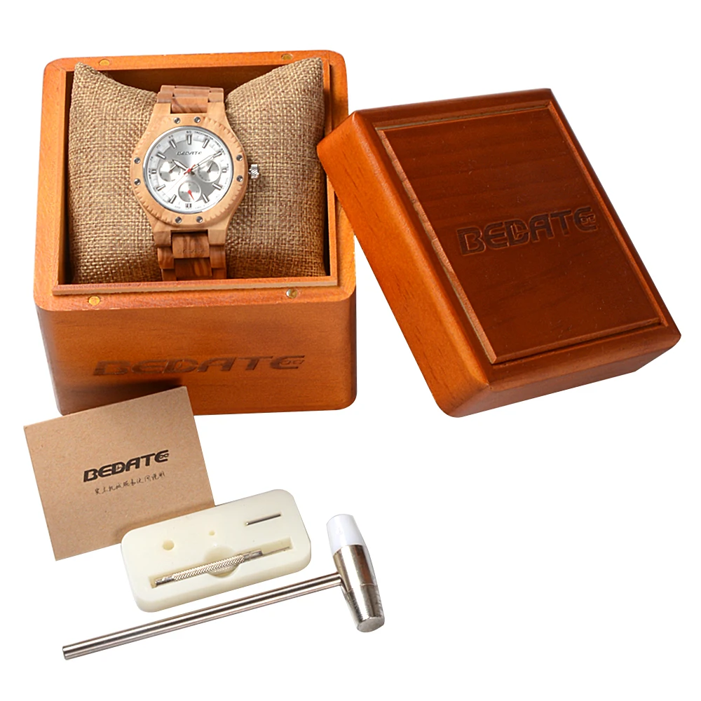 Luxury Wooden Men's Quartz Watch with Custom Logo OEM