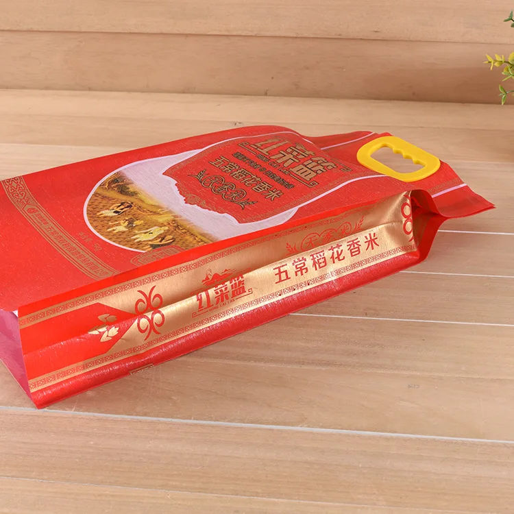 High Quality Plastic Basmati Rice Packaging Bags Design with Printing Empty Plastic Handle