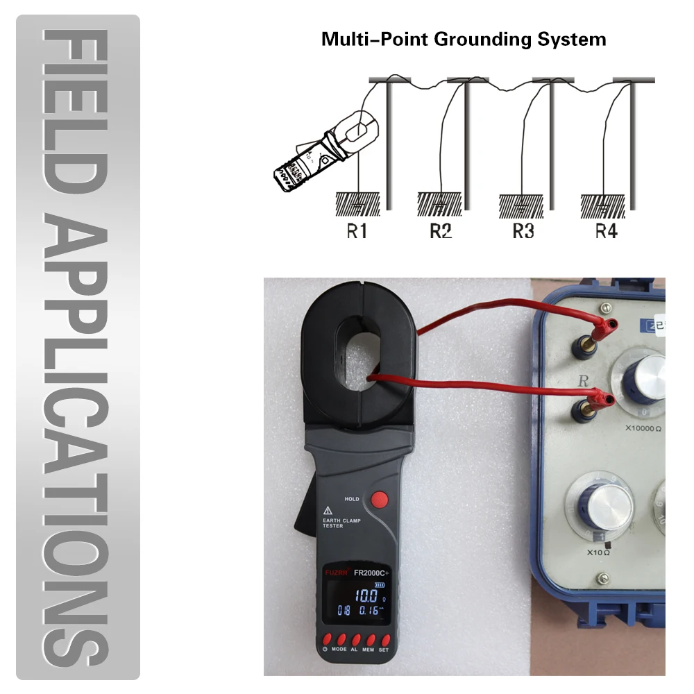 FR2000A Clamp Digital Earth Resistance Tester Ground Meter Factory OEM ...