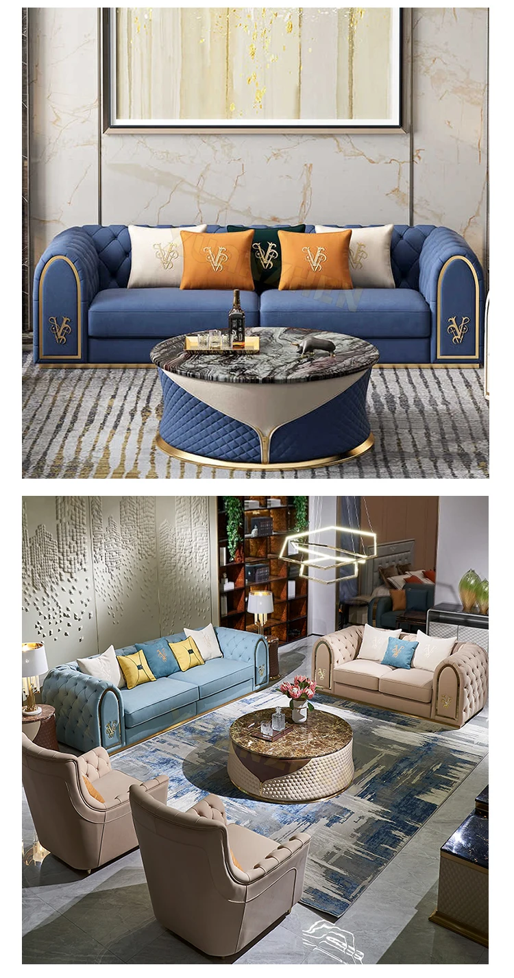 Luxury Modern Leather Sofa Furniture Set comfort Living Room Sofas New ...