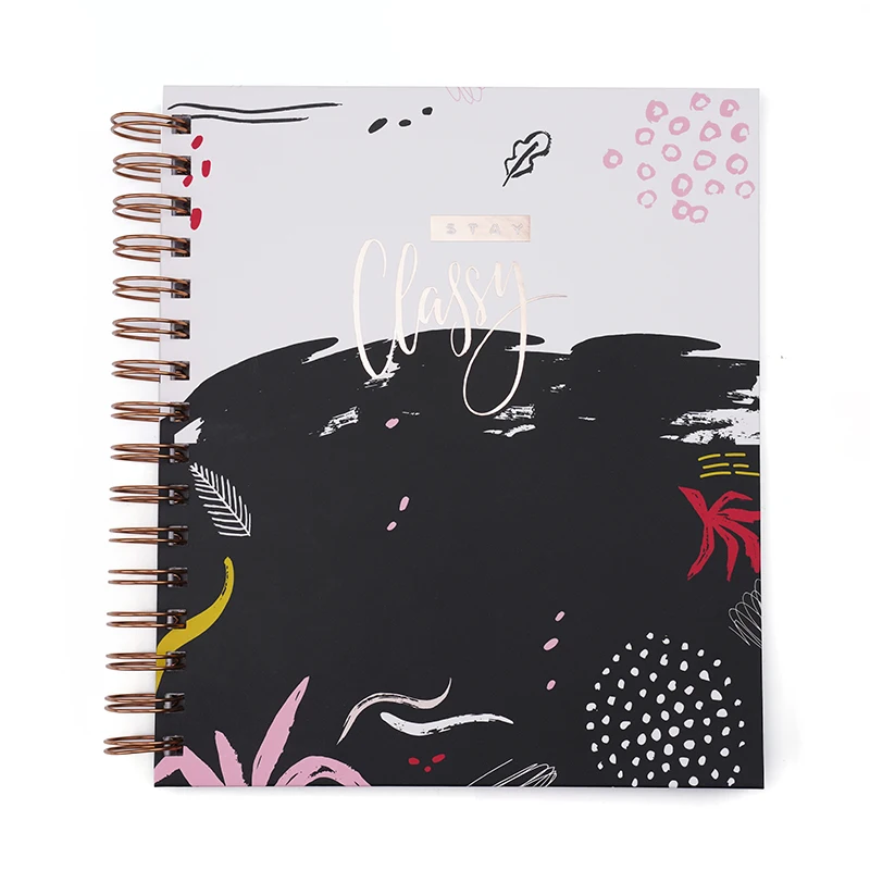 Новое поступление 2022 года блокнот на спирали в твердом переплете из фольги с тиснением под розовое золото