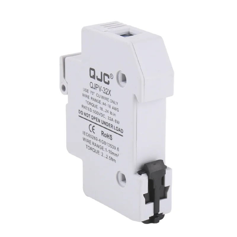 QJC PV System Solar PV Fuse Holder  Dc 1000V 16A 25A 32A 63A 100A Single Phase Dc Fuse Holder with Fuse Core
