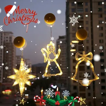 led christmas decoration lights window suction dish lights bell christmas tree elk christmas activities party atmosphere lights
