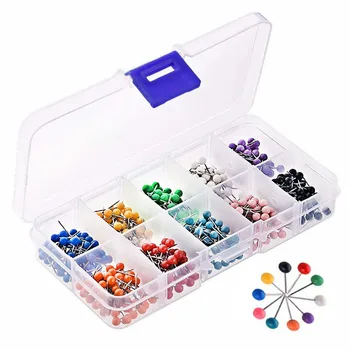 Factory Supply  Colorful Plastic  Round  Head Pin Map Pins Pearl Needles