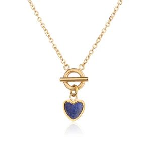 European American Fashion 18K Gold Plated Stainless Steel Heart Pendant Necklace Creative Niche Design Link Chain for Gift