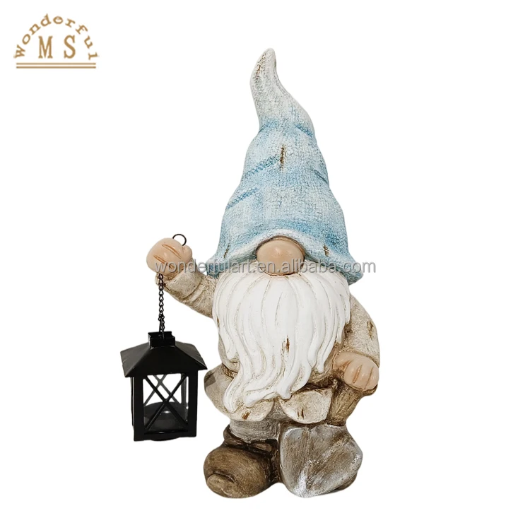 Poly stone old man with white beard Holiday Fairy figurine Home Decoration Art resin statue garden Ornament