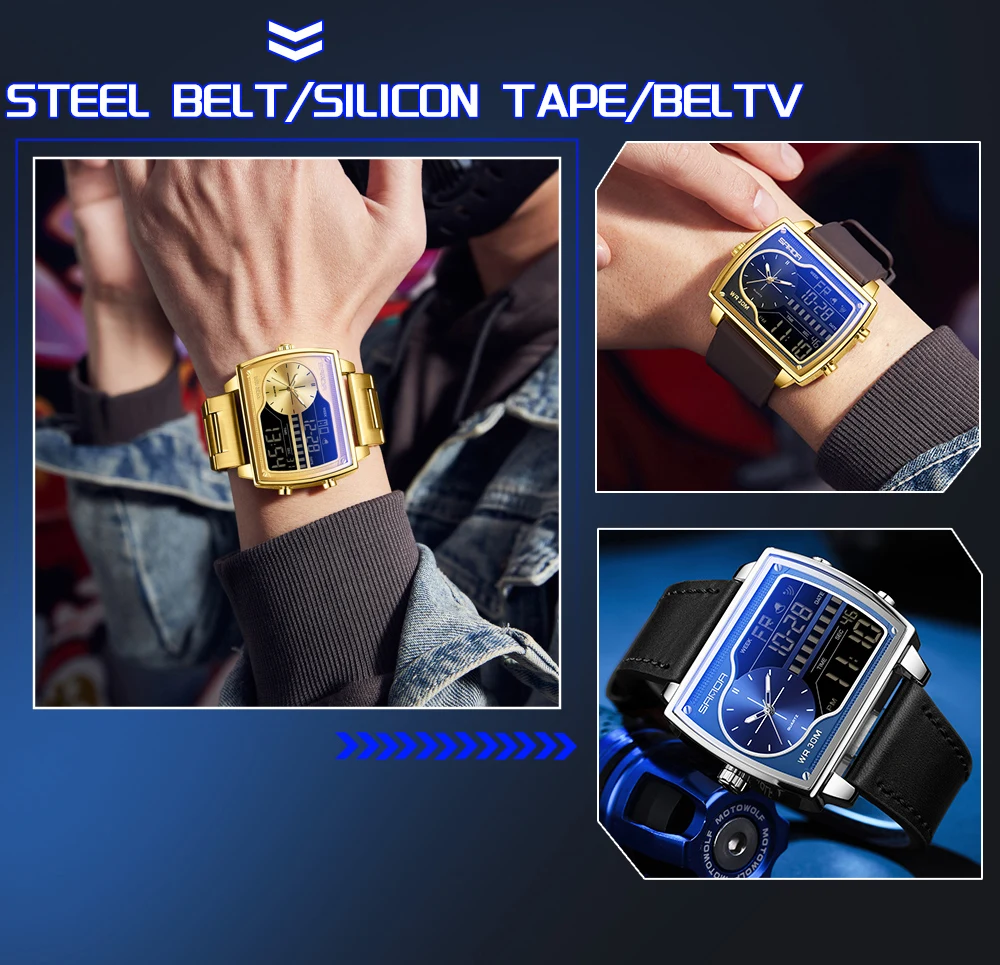 Sanda 6163 Multifunctional Luminous Waterproof Watch For Men
