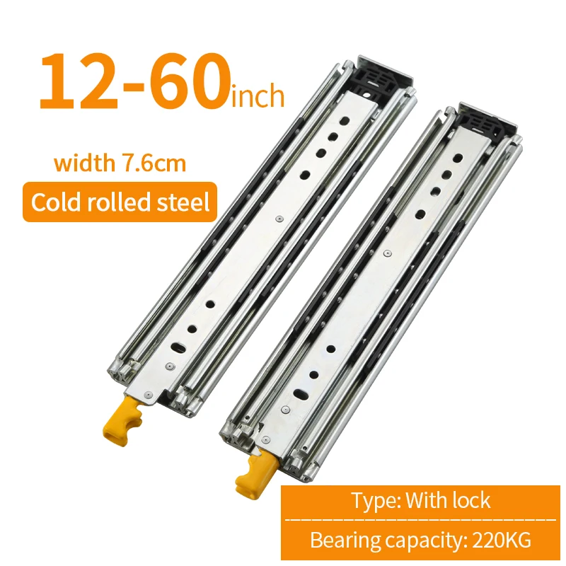 Telescopic Channel Heavy Duty Drawer Slides Kitchen Cabinet Soft Close Drawer Slide