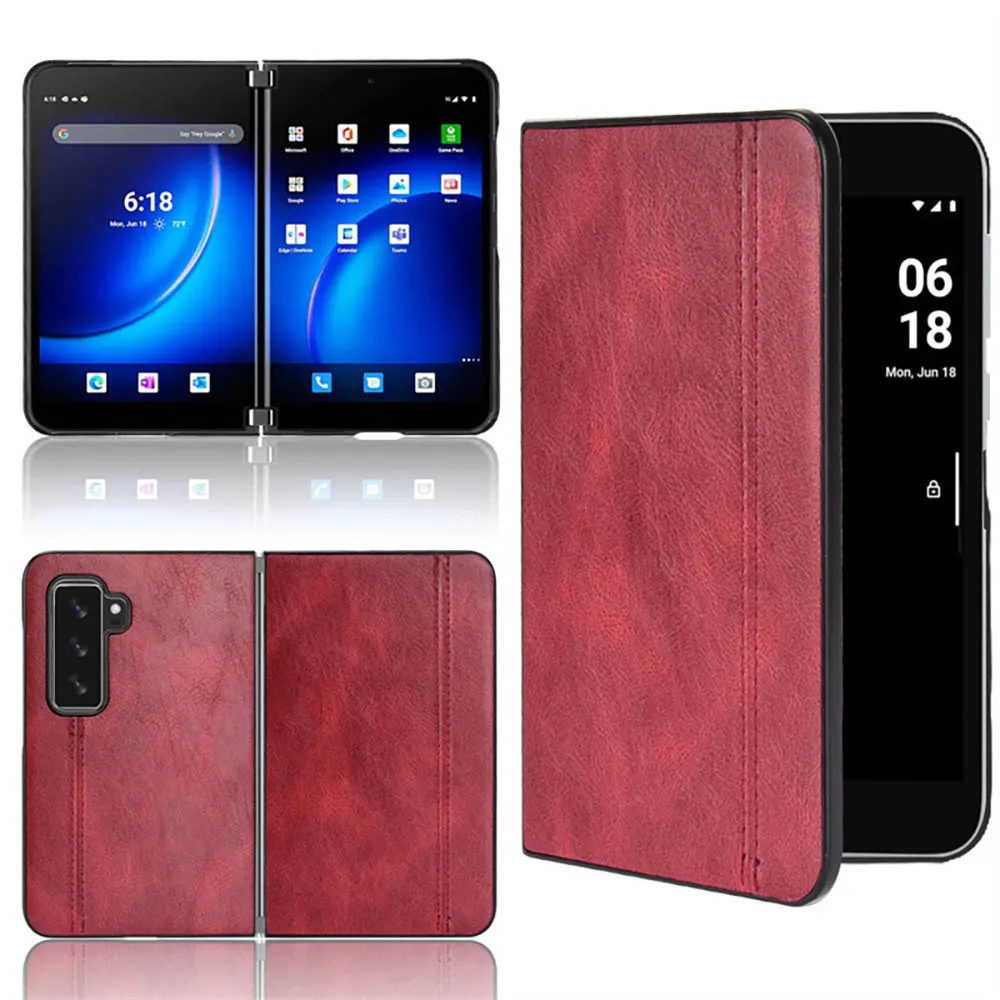 Shockproof Anti Fall Drop Proof Pu Leather Mobile Case With Card Holder Wallet Cover For Microsoft Surface Duo supplier