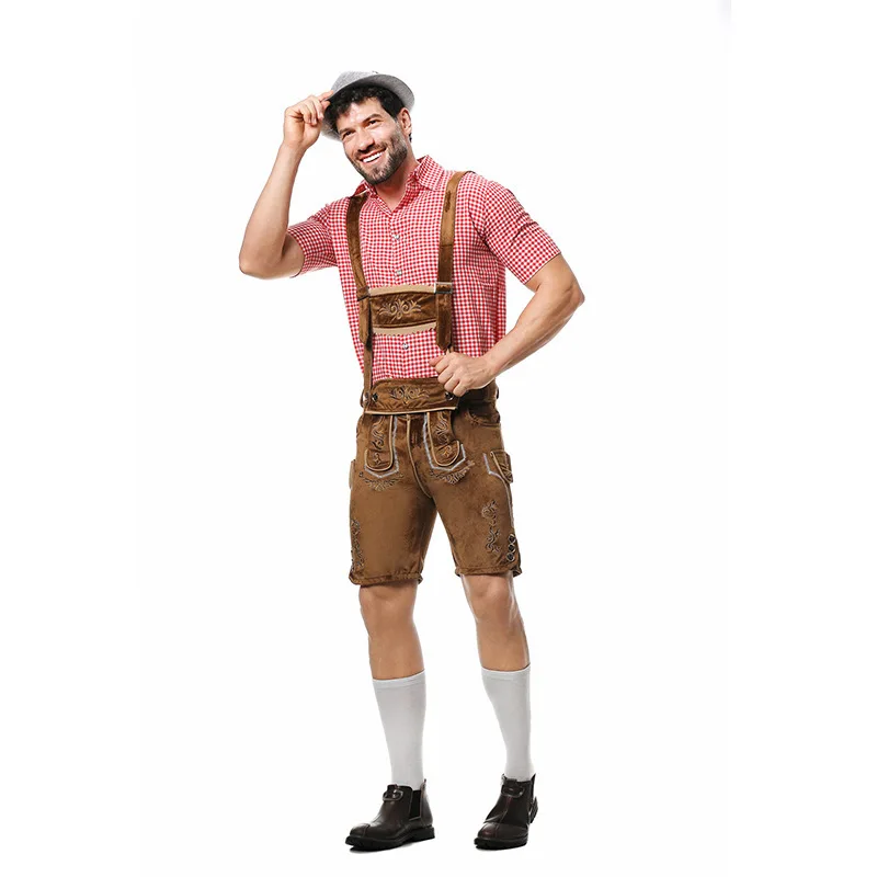 Men's Bavarian Oktoberfest Outfit Traditional Plaid Shirt Suspender Pants  Long-Sleeved Top Polyester Roleplay Costume| Alibaba.com