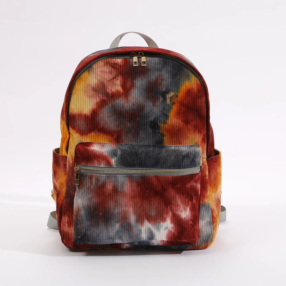 Fashionable Tie-dye Corduroy Solid Color Reversible Tote Bag Large Capacity  Dual-use Backpack, Perfect For Shopping Commuting To School/work