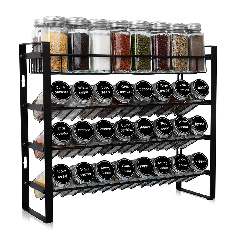 4 Tier Stackable Seasoning Rack Organizer Detachable Countertop Spice ...
