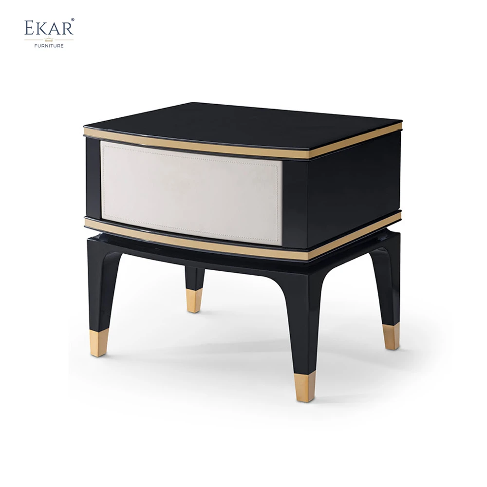 Shadow Black Metal Nightstand with Crystal Steel Accents