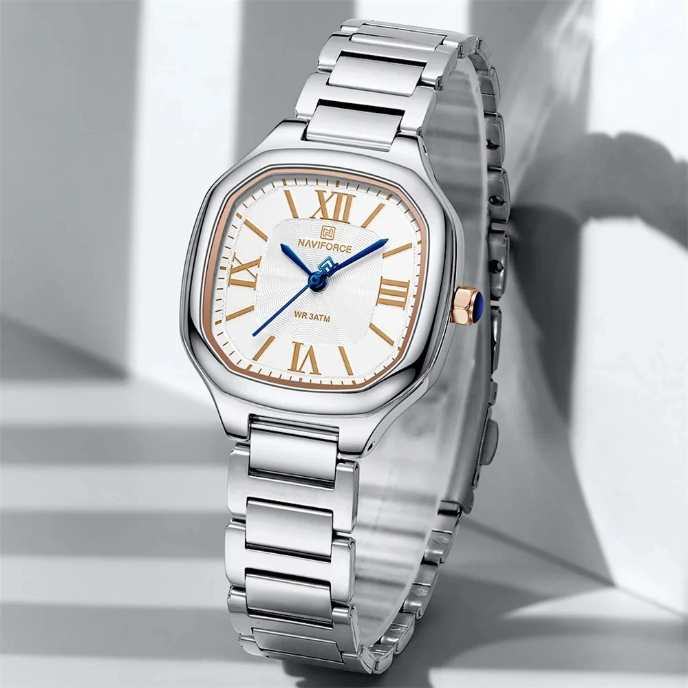 NAVIFORCE New Women Watch Quartz Waterproof Top Luxury Brand Lady Wristwatch Steel Bracelet Original Female Girl Clock Gift 5042