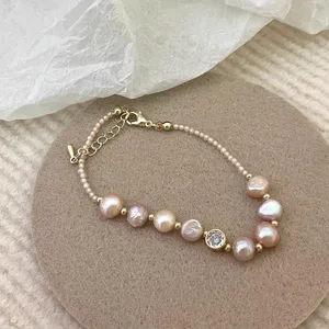 Baroque Natural Freshwater Pearl Beaded Bracelet for Women High-End Light Luxury Niche Design Trendy All-Match Bracelet