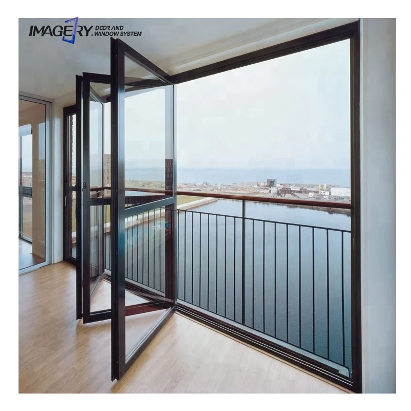 Modern Design Aluminum Folding Doors with Tempered Glass Finished Surface Foldable Windows Screen Alloy Material