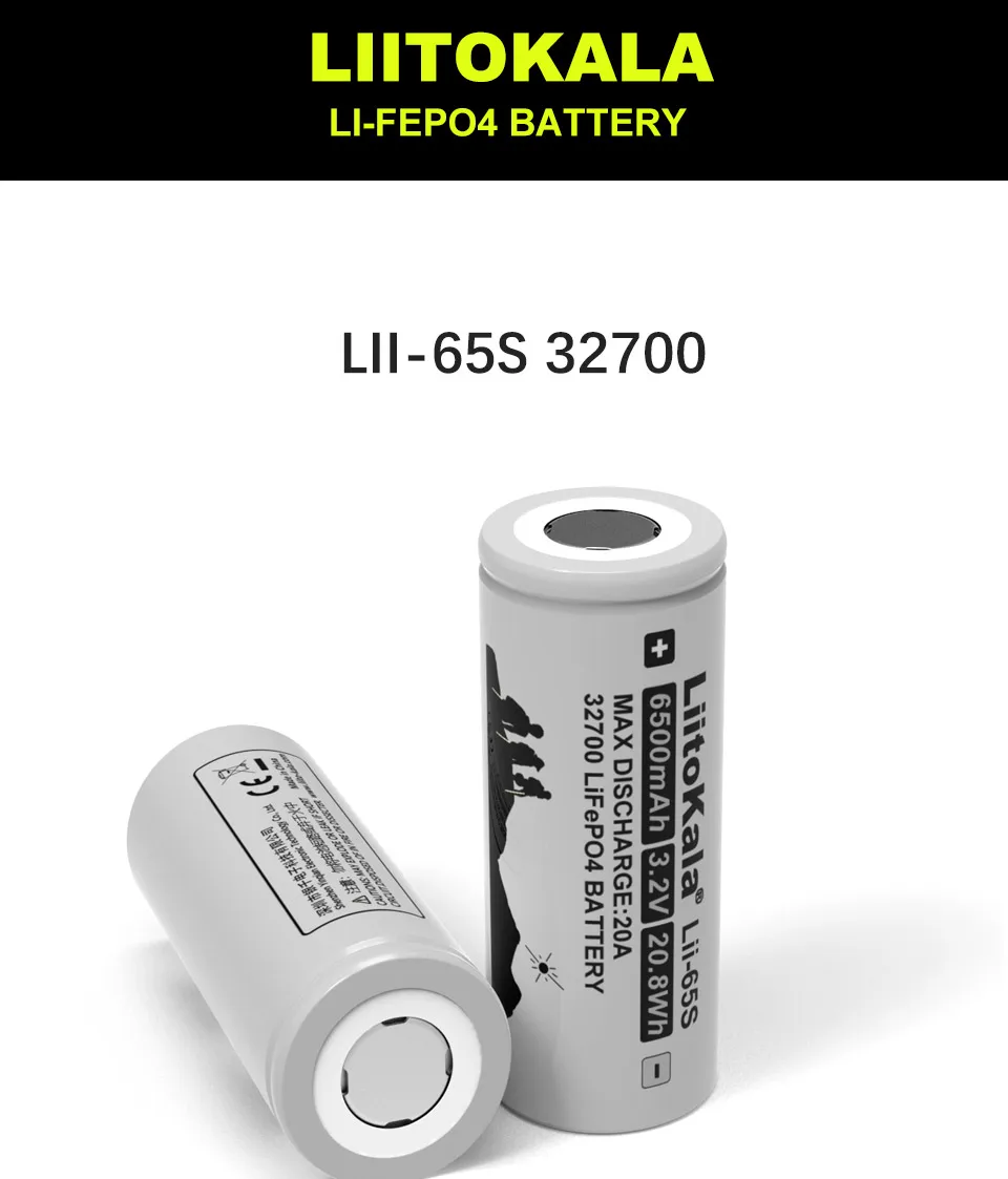 32700 3.2v Lifepo4 Battery 6500mah 20.8wh Discharge 20a Lii-65s ...