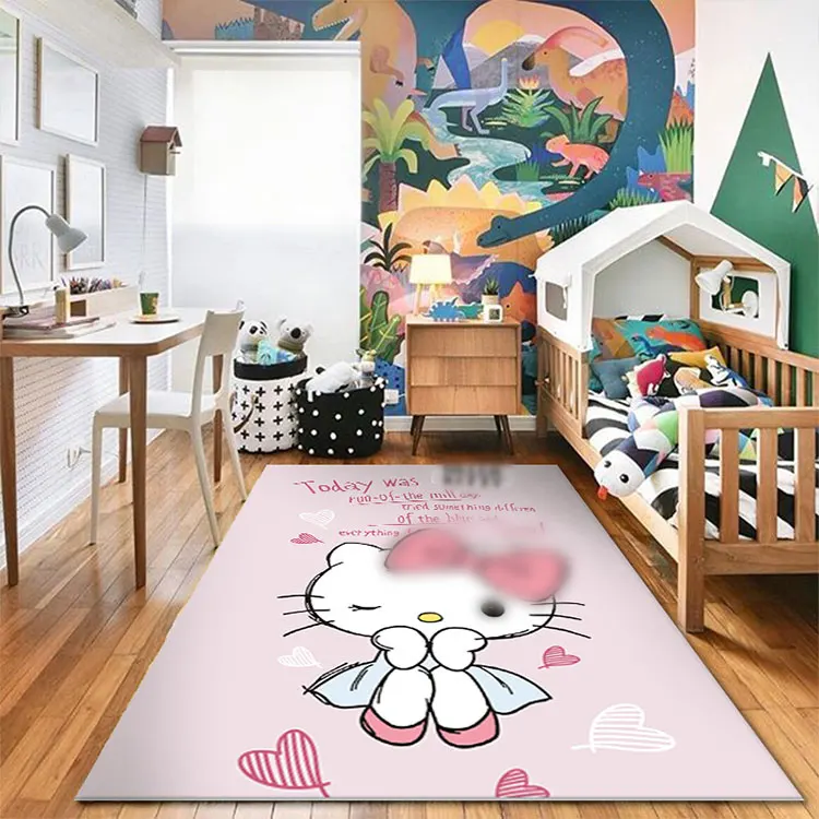 Custom Cartoon Design Area Rugs with Logo 3D Printed Soft Woven Kitty Runner Washable Carpets & Rugs for Living Room Bedrooms