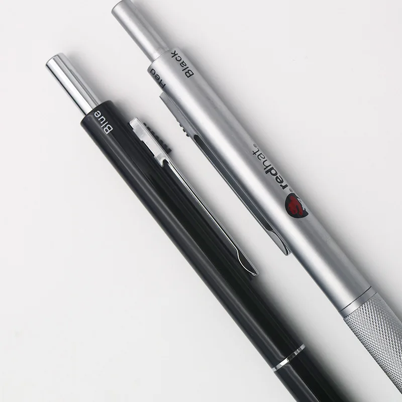 4 Core in 1 Multifunctional Ballpoint Pen Metal Multicolor Pen 4 Color Black Blue Red Ball Pen Plus Mechanical Pencil