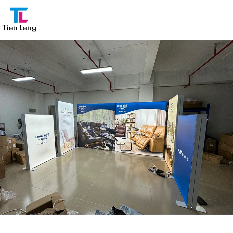 TianLang Trade Show Exhibition Booth Display Tension Fabric Backdrop SEG Pop Up Led Backlit Light Box