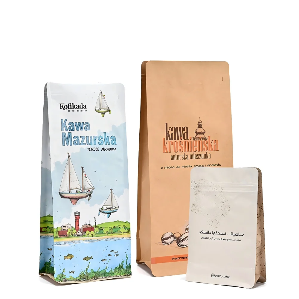 Customized Art-Printed Reclosable Plastic Coffee Bags for Single-Origin Coffee Packaging in Stores Coffee Subscription Boxes manufacture