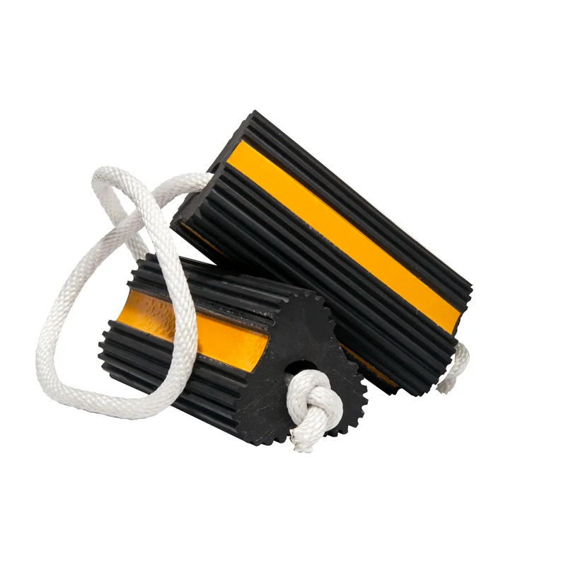 Heavy-Duty Aircraft Rubber Wheel Chock Durable Ploy Rope for Aircraft Truck RV Travel Trailer Helicopter for Car Parking Lot supplier