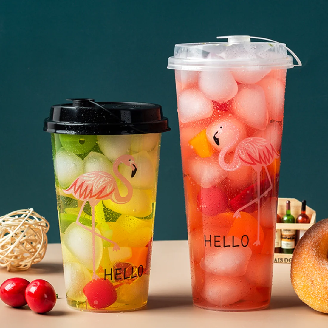 Printed Custom Logo Clear 16oz Juice PP Disposable Milk Boba Bubble Tea Plastic Cups