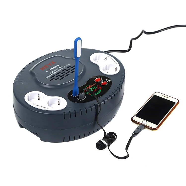 3KVA Portable Smart Zhejiang Voltage Stabilizer LED Display Relay Type Adjustable 220V AC Tv Guard Electronic Voltage Regulator
