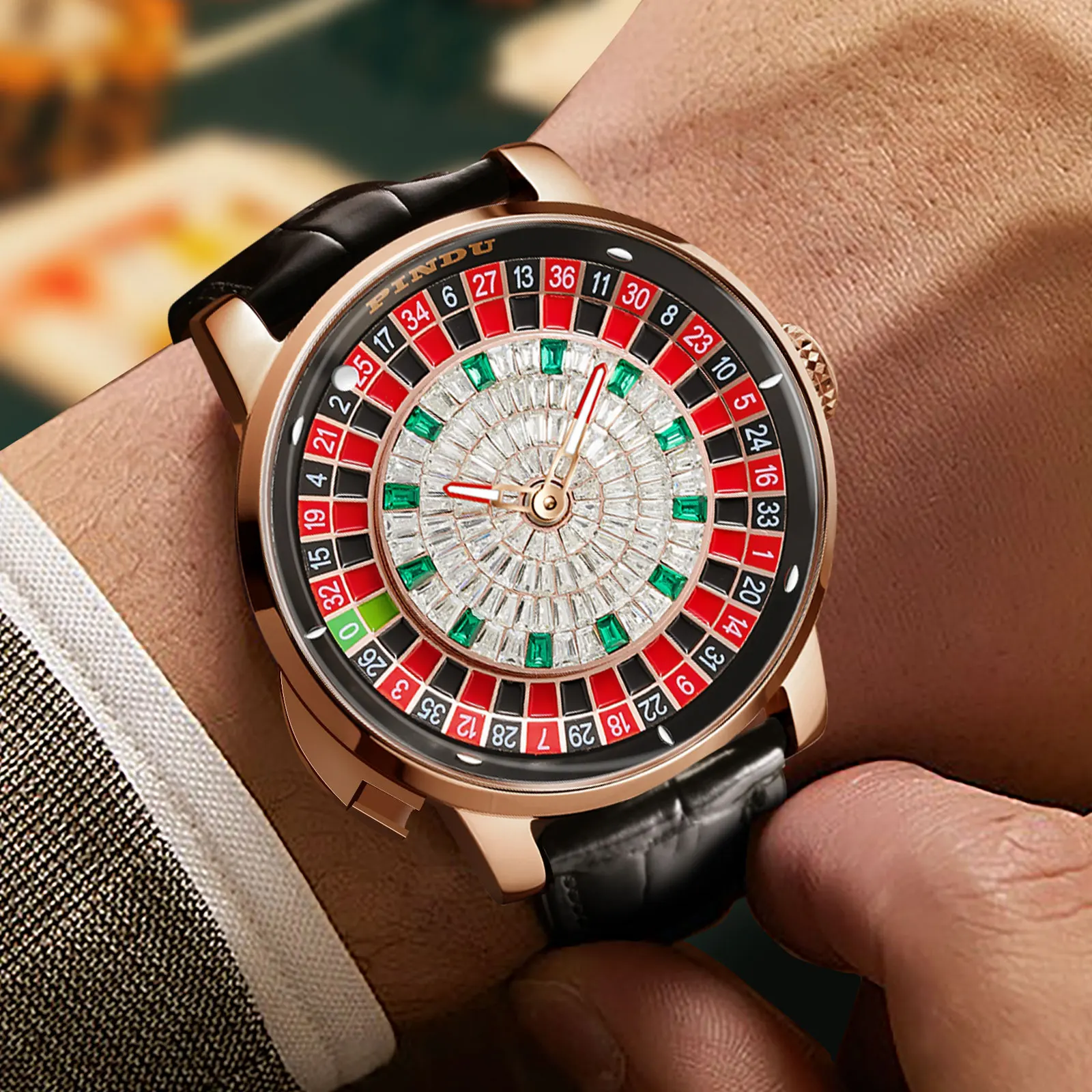 Las mejores marcas de relojes de lujo con diamantes de cristal, disco de  juego, relojes mecánicos giratorios para hombres, reloj de ruleta Jacob - Main Image