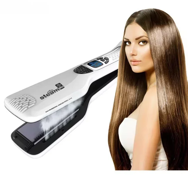 Fast Heating Flat Iron Electric Steam Hair Straightener Infrared Professional Pod Plus Titanium Ceramic Strong Steampod Styler