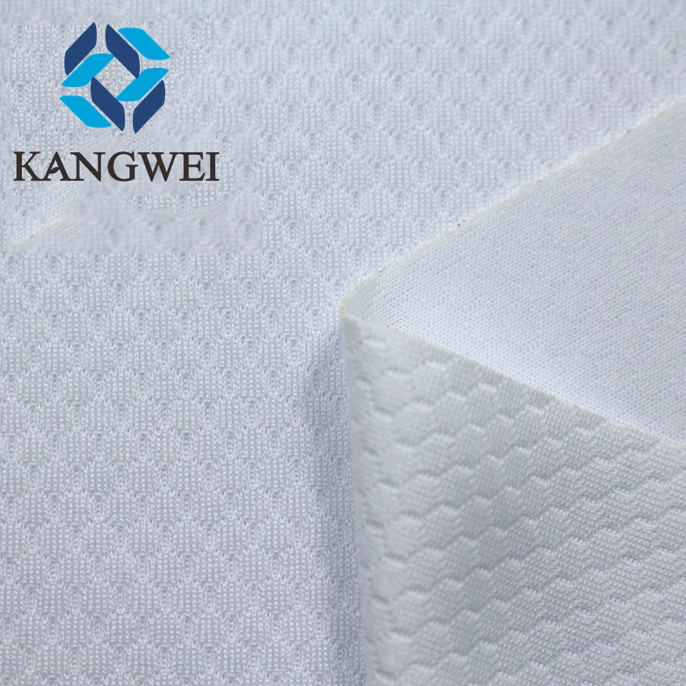 White 100% Polyester Knit Athletic Hexagon Diamond Sports Mesh