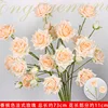 Branche de rose française à 3 têtes couleur champagne