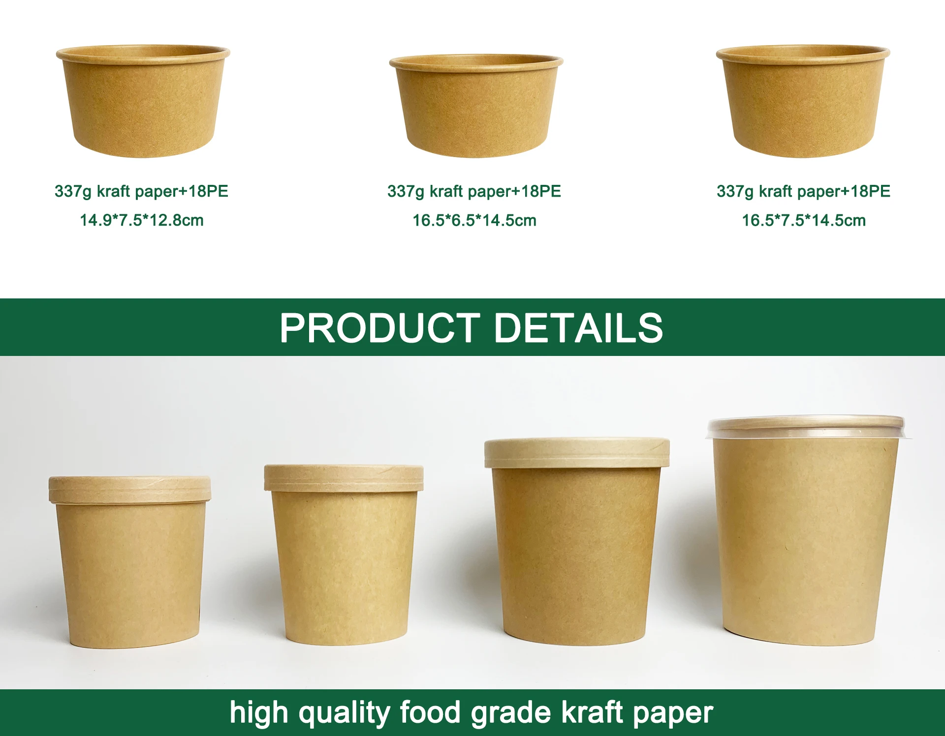 Custom Printed Disposable Hot Food Packaging Take Away Kraft Paper