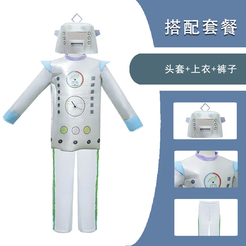 Unisex Silver Suit Robot Halloween Costume for Boys Girls Kids PVC Printed HCBC-061 Character Type TV Age Group Children