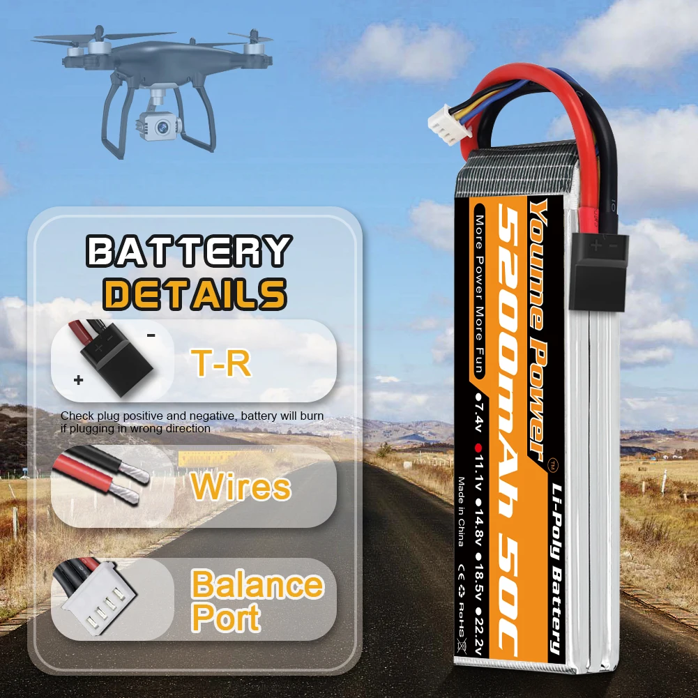 Model aircraft batteries 2-6s 5200mah 7.4V/11.1V/14.8V/18.5V/22.2V with T/TR/XT60/XT90/EC5 plugs supplier