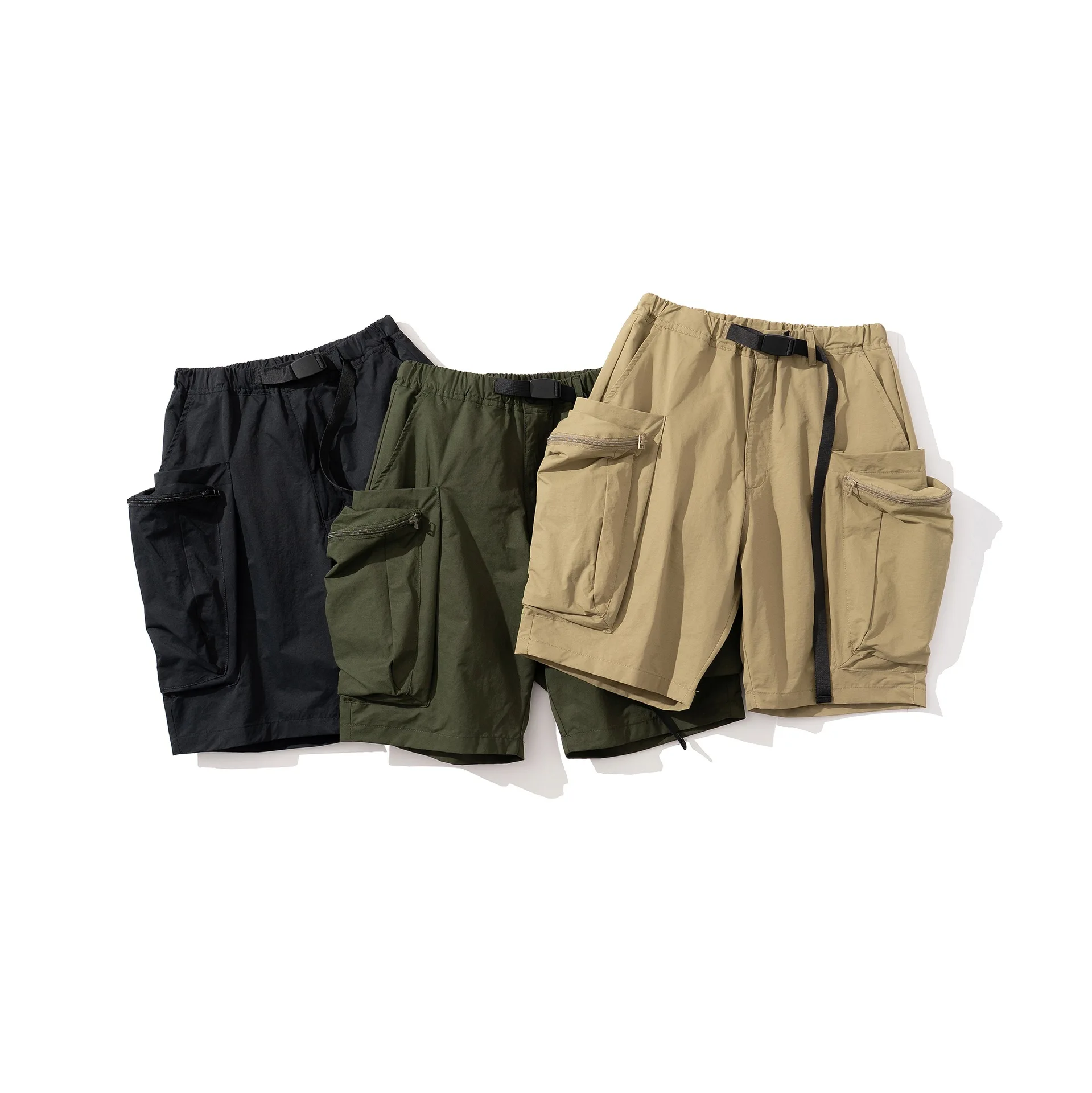 mens cotton cargo shorts elastic waist