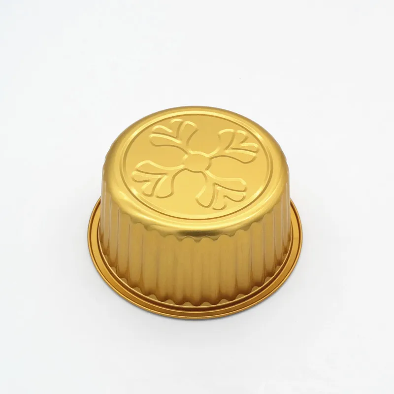 product drop shipping oven safe tin food packaging tray set folding edge round bowl 1370ml deep gold round foil pans with cover962-2