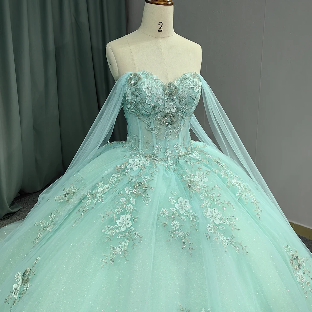 fairy quince dress Ball Gown Sage Green Tulle Quinceanera Dress With Butterflies