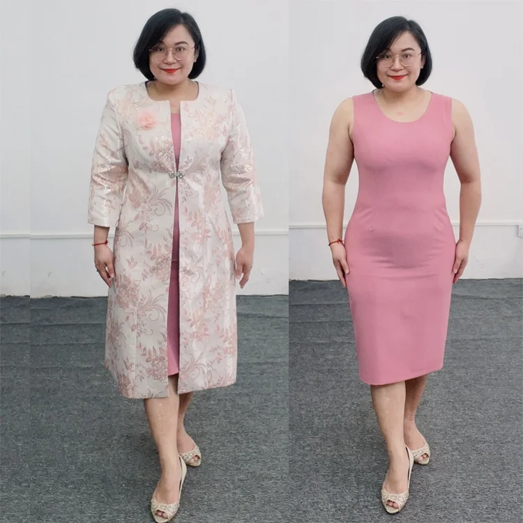 African Women Plus Size Women Church Two Pieces Set Skirt Middle Aged Women  Satin Elegant Dress for Fancy Event