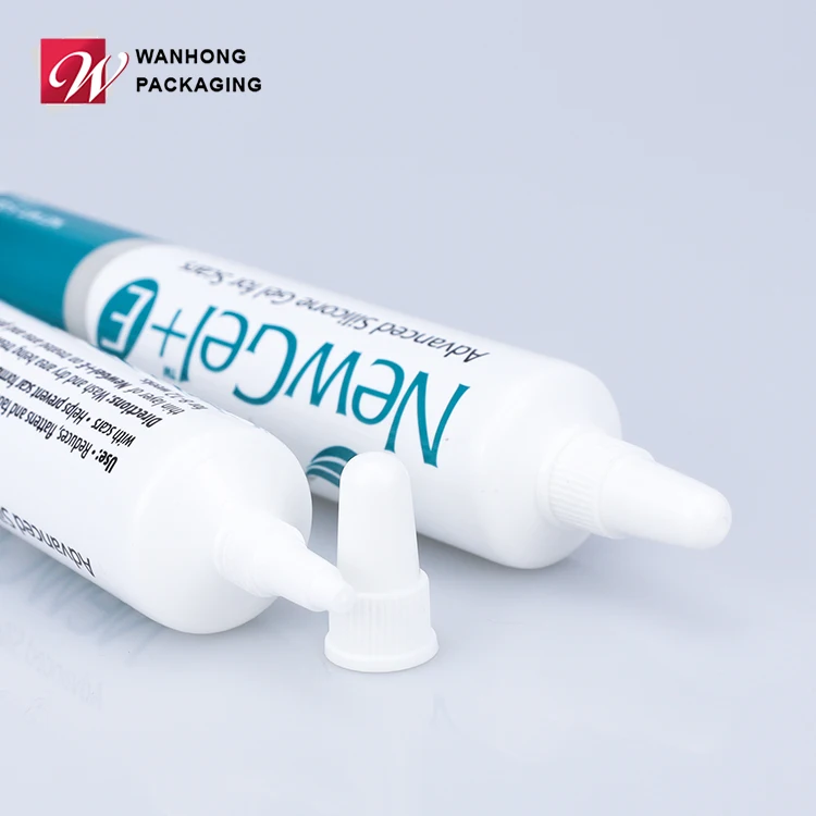 Color  Customized White Unique Cream Container Printing Nozzle 15ml Tube